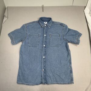 Mode Of One Men’s L Short Sleeves Denim Shirt Light Blue Snap Button